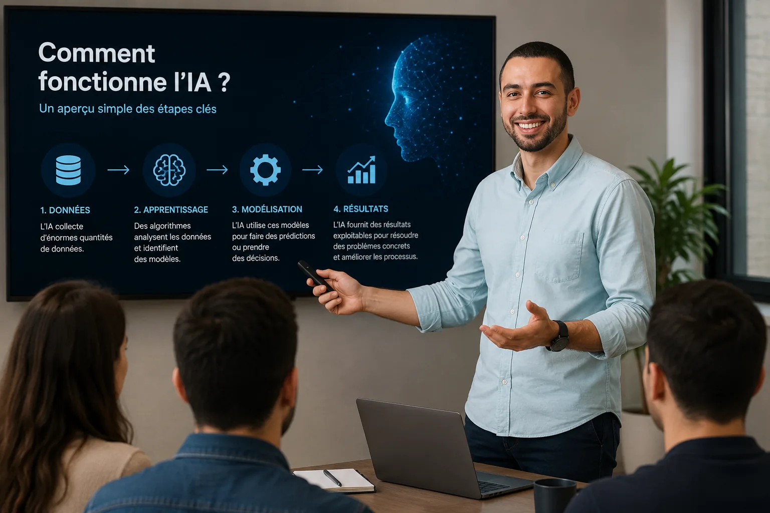 Un formateur LPE Formation présente le fonctionnement de l'intelligence artificielle